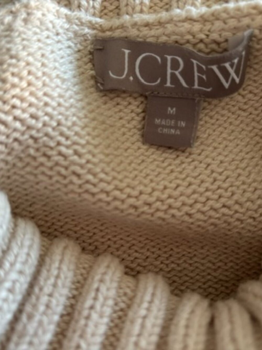 J Crew Cream 100% Cotton Heavy Knit Turtleneck Sweater EUC M - Picture 4 of 6